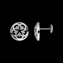 Boucle d'oreille, or blanc 18k, diamants, onyx|OMEGA Best