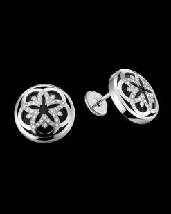 Boucle d'oreille, or blanc 18k, diamants, onyx|OMEGA Best