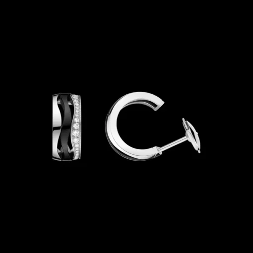 Boucle d'oreille, or blanc 18k, céramique, diamants|OMEGA Fashion