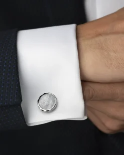 Bouton de manchette, nacre, acier inoxydable|OMEGA Fashion