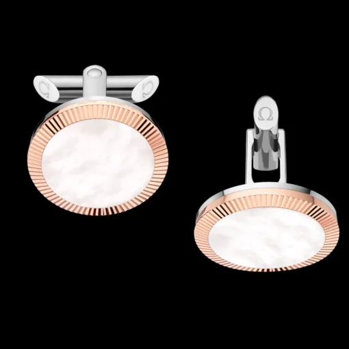 Bouton de manchette, or rouge 18k, nacre, acier inoxydable|OMEGA New