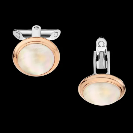 Bouton de manchette, or rouge 18k, nacre, acier inoxydable|OMEGA New
