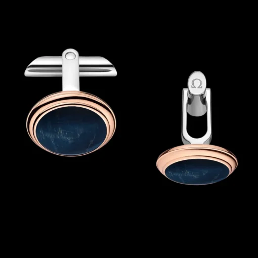 Bouton de manchette, or rouge 18k, Œil de faucon, acier inoxydable|OMEGA New