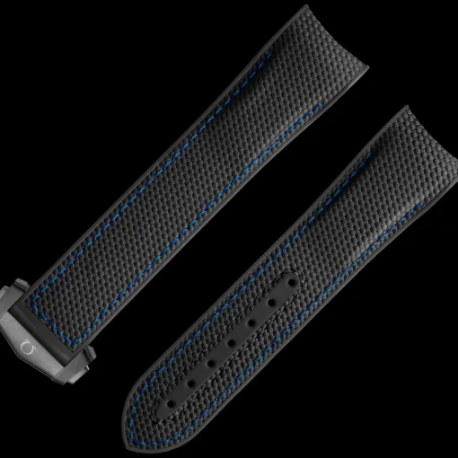 Bracelet en caoutchouc noir Seamaster Planet Ocean 600M avec boucle déployante|OMEGA Fashion
