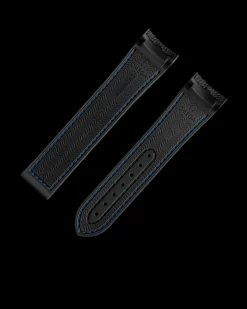 Bracelet en caoutchouc noir Seamaster Planet Ocean 600M avec boucle déployante|OMEGA Fashion