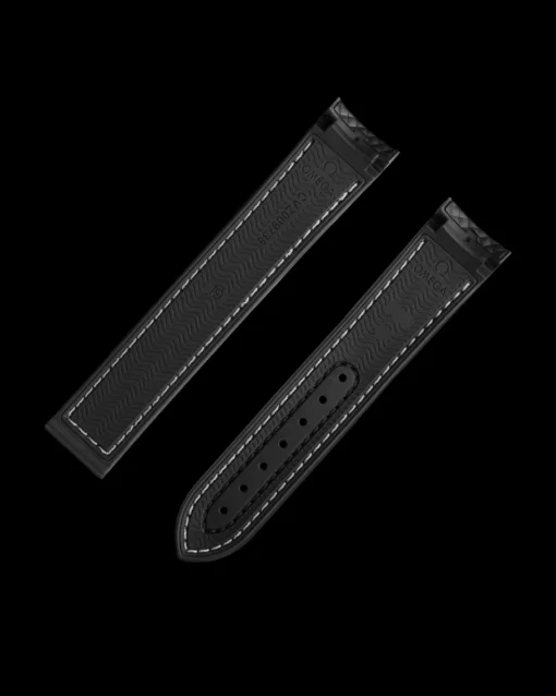 Bracelet en caoutchouc noir Seamaster Planet Ocean 600M avec boucle déployante|OMEGA Fashion