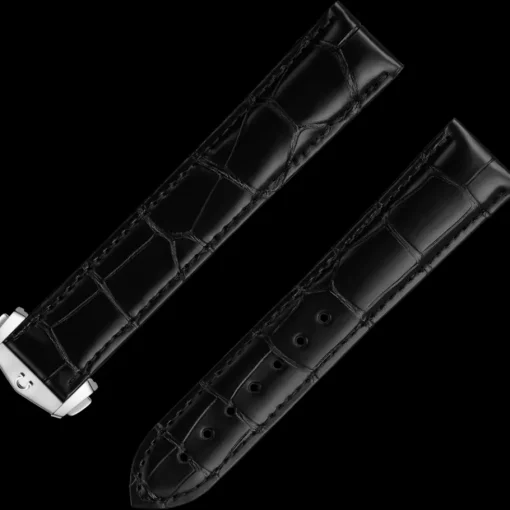 Bracelet en cuir d'alligator noir avec boucle déployante|OMEGA Sale
