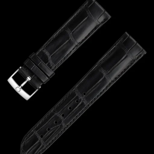 Bracelet en cuir d’alligator noir avec boucle ardillon|OMEGA Hot