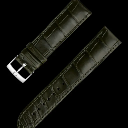 Bracelet en cuir d'alligator vert foncé avec boucle ardillon|OMEGA Discount