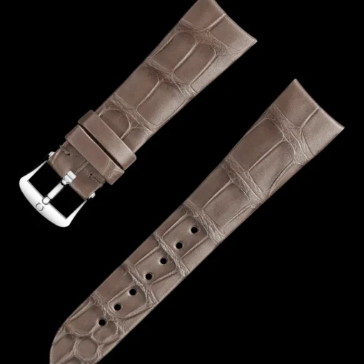 Bracelet en cuir d’alligator brun‑taupe avec boucle ardillon|OMEGA Discount