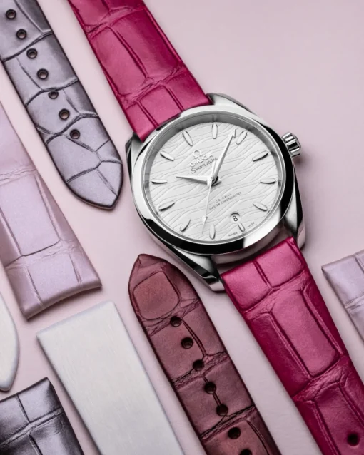 Bracelet en cuir d’alligator rose avec boucle ardillon|OMEGA Online