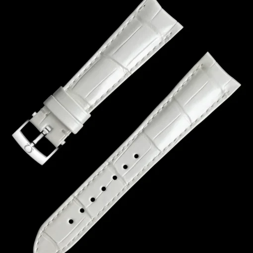 Bracelet en cuir d’alligator blanc avec boucle ardillon|OMEGA Clearance