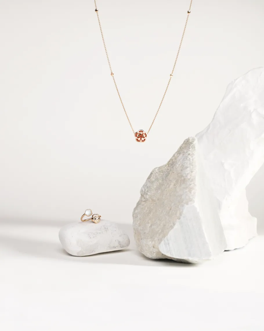 Collier, or rouge 18k, cornaline|OMEGA Clearance