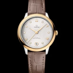 34 mm, acier ‑ or jaune sur bracelet en cuir|OMEGA Clearance