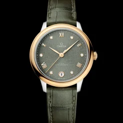 34 mm, acier ‑ or jaune sur bracelet en cuir|OMEGA Outlet