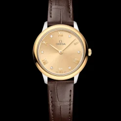 27,5 mm, acier ‑ or jaune sur bracelet en cuir|OMEGA Online