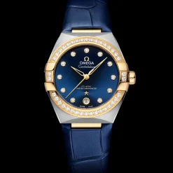36 mm, acier ‑ or jaune sur bracelet en cuir|OMEGA Hot