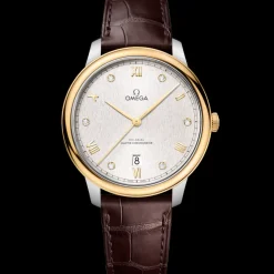 40 mm, acier ‑ or jaune sur bracelet en cuir|OMEGA Hot