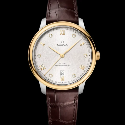 40 mm, acier ‑ or jaune sur bracelet en cuir|OMEGA Hot