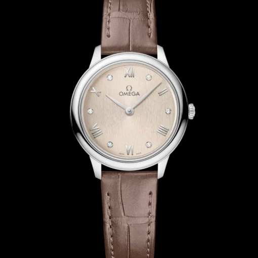 27,5 mm, acier sur bracelet en cuir|OMEGA New