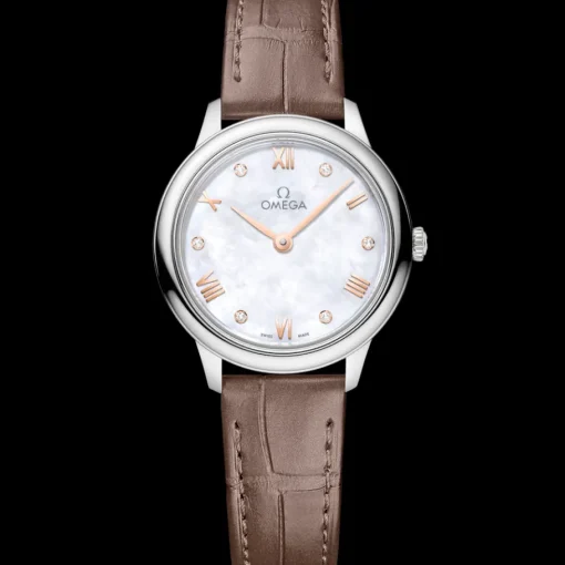 27,5 mm, acier sur bracelet en cuir|OMEGA Hot