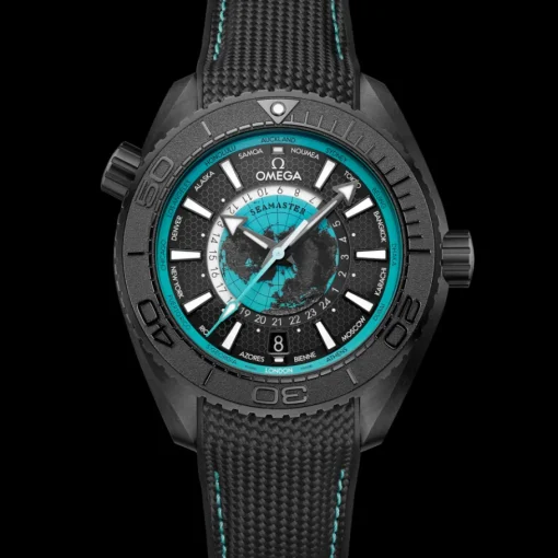 45,5 mm, céramique noire sur bracelet caoutchouc|OMEGA Discount