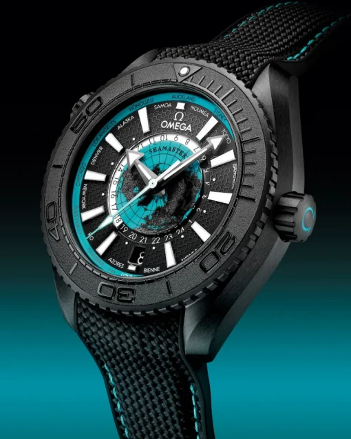 45,5 mm, céramique noire sur bracelet caoutchouc|OMEGA Discount