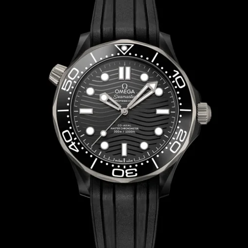 43,5 mm, céramique noire sur bracelet caoutchouc|OMEGA Fashion