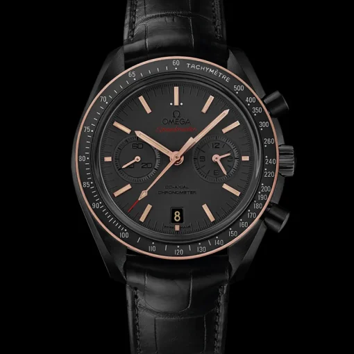 44,25 mm, céramique noire sur bracelet en cuir|OMEGA Fashion