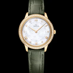 30 mm, or jaune sur bracelet en cuir|OMEGA Discount