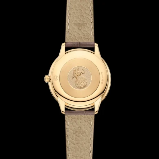 30 mm, or jaune sur bracelet en cuir|OMEGA New