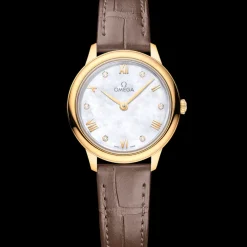 27,5 mm, or jaune sur bracelet en cuir|OMEGA Discount