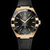41 mm, or jaune sur bracelet en cuir|OMEGA Outlet