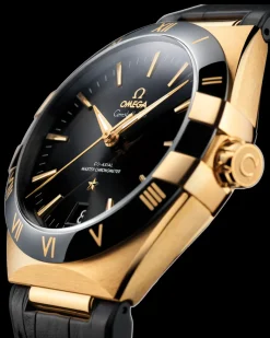 41 mm, or jaune sur bracelet en cuir|OMEGA Outlet