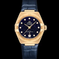 29 mm, or jaune sur bracelet en cuir|OMEGA Online