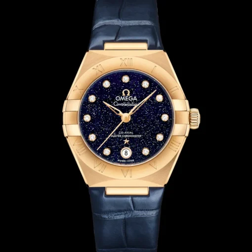 29 mm, or jaune sur bracelet en cuir|OMEGA Online