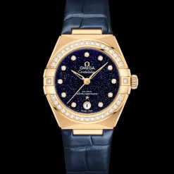 29 mm, or jaune sur bracelet en cuir|OMEGA Hot