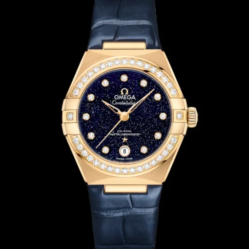 29 mm, or jaune sur bracelet en cuir|OMEGA Hot