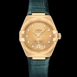 29 mm, or jaune sur bracelet en cuir|OMEGA Online