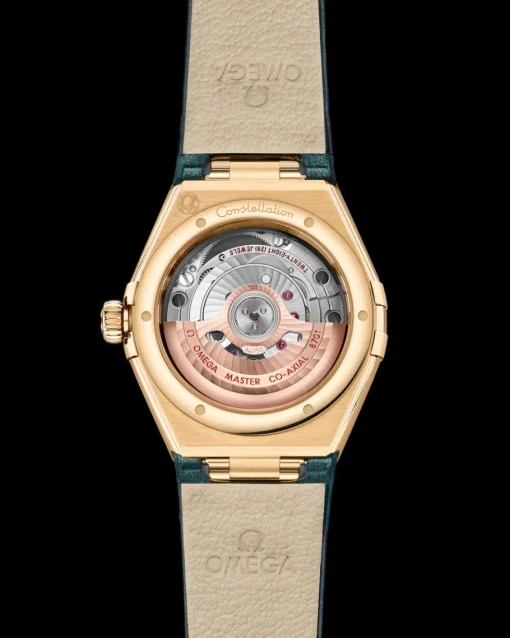 29 mm, or jaune sur bracelet en cuir|OMEGA New