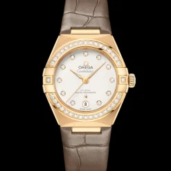 29 mm, or jaune sur bracelet en cuir|OMEGA Sale