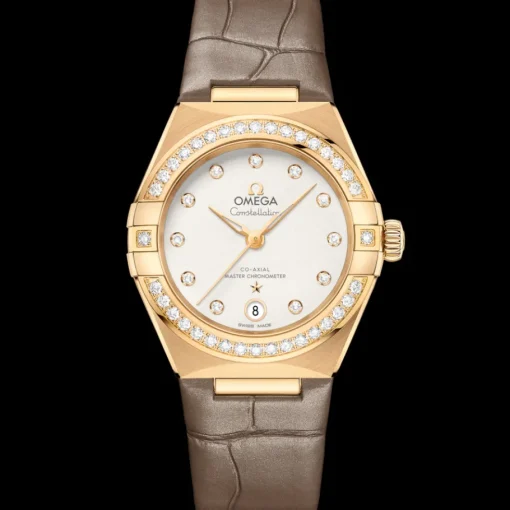 29 mm, or jaune sur bracelet en cuir|OMEGA Sale