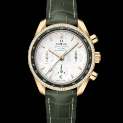38 mm, or jaune sur bracelet en cuir|OMEGA Discount