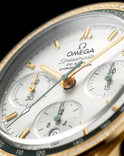 38 mm, or jaune sur bracelet en cuir|OMEGA Discount
