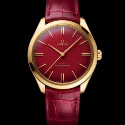 40 mm, or jaune sur bracelet en cuir|OMEGA Discount