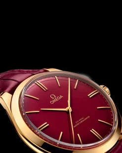 40 mm, or jaune sur bracelet en cuir|OMEGA Discount