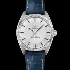 39 mm, platine sur bracelet en cuir|OMEGA New