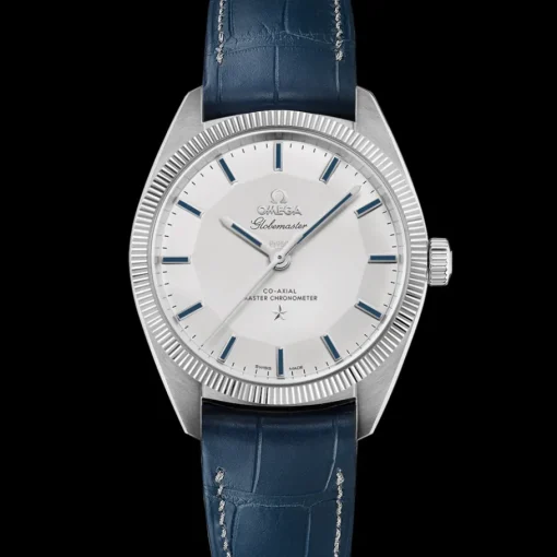39 mm, platine sur bracelet en cuir|OMEGA New